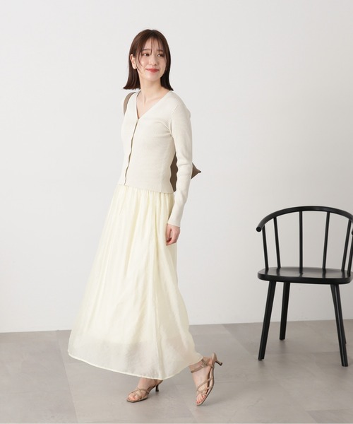 N.(N. Natural Beauty Basic)(エヌエヌナチュラルビューティーベーシック)の「◆リブカーディガンスカートセット(ワンピース・レディース・ナチュラル/ブルー/チャコールグレー・MEDIUM)」の14枚目の写真