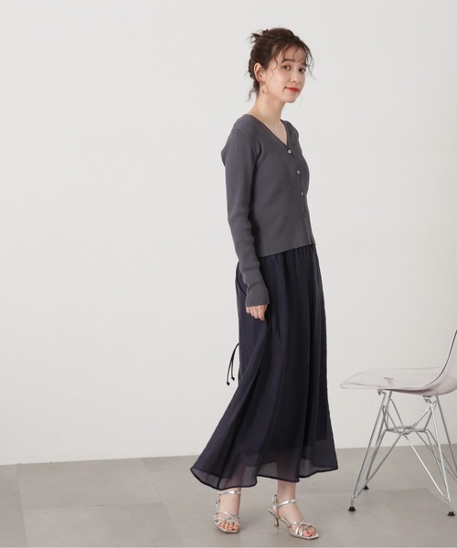 N.(N. Natural Beauty Basic)(エヌエヌナチュラルビューティーベーシック)の「◆リブカーディガンスカートセット(ワンピース・レディース・ナチュラル/ブルー/チャコールグレー・MEDIUM)」の5枚目の写真