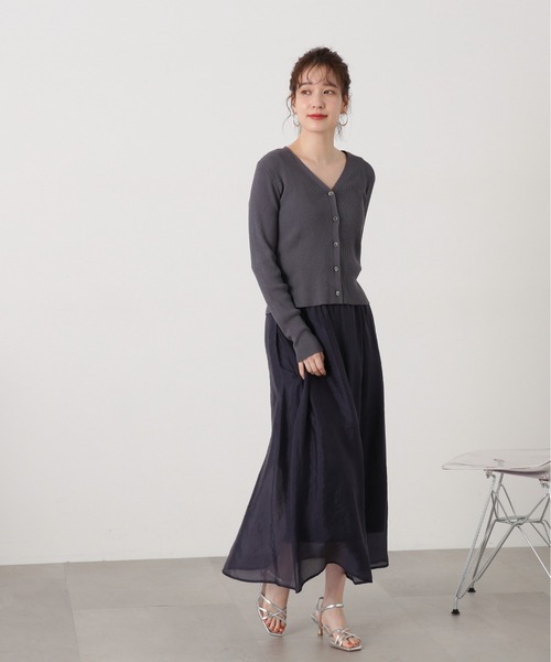 N.(N. Natural Beauty Basic)(エヌエヌナチュラルビューティーベーシック)の「◆リブカーディガンスカートセット(ワンピース・レディース・ナチュラル/ブルー/チャコールグレー・MEDIUM)」の6枚目の写真