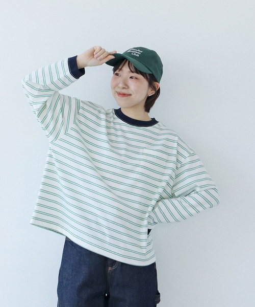 PAR ICI（パーリッシィ）の「マルチボーダー 長袖ポケットカットソー（Tシャツ/カットソー・レディース・チャコールグレー/ホワイト/ベージュ・FREE）」の13枚目の写真