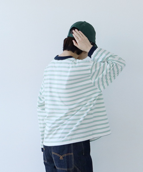 PAR ICI（パーリッシィ）の「マルチボーダー 長袖ポケットカットソー（Tシャツ/カットソー・レディース・チャコールグレー/ホワイト/ベージュ・FREE）」の4枚目の写真