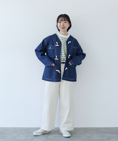 PAR ICI（パーリッシィ）の「マルチボーダー 長袖ポケットカットソー（Tシャツ/カットソー・レディース・チャコールグレー/ホワイト/ベージュ・FREE）」の14枚目の写真