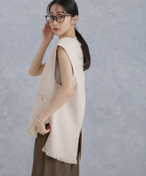 NANO universe（ナノユニバース）の「ツイードジレ（ベスト・レディース・アイボリー/ネイビー/イエロー・FREE）」の5枚目の写真