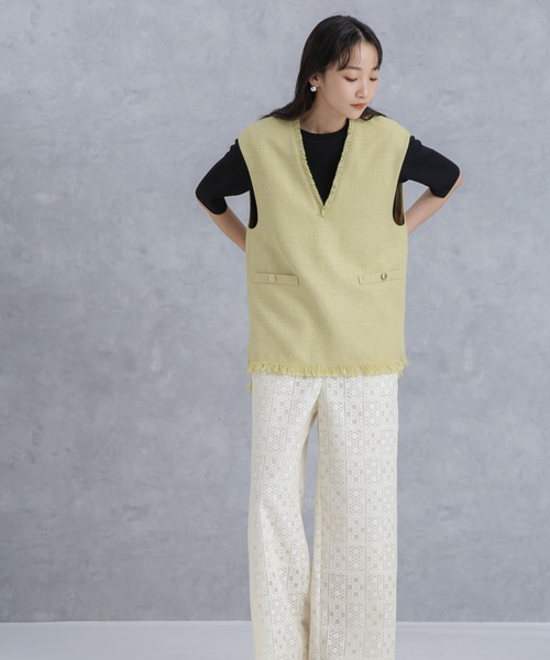 NANO universe（ナノユニバース）の「ツイードジレ（ベスト・レディース・アイボリー/ネイビー/イエロー・FREE）」の22枚目の写真