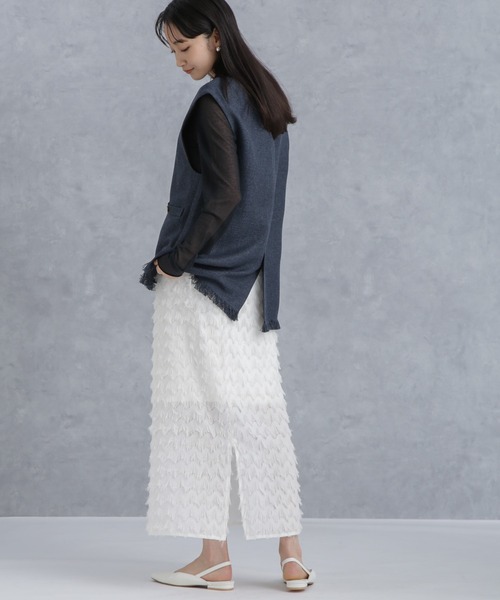 NANO universe（ナノユニバース）の「ツイードジレ（ベスト・レディース・アイボリー/ネイビー/イエロー・FREE）」の18枚目の写真