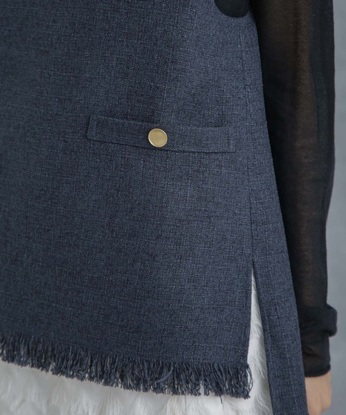 NANO universe（ナノユニバース）の「ツイードジレ（ベスト・レディース・アイボリー/ネイビー/イエロー・FREE）」の13枚目の写真