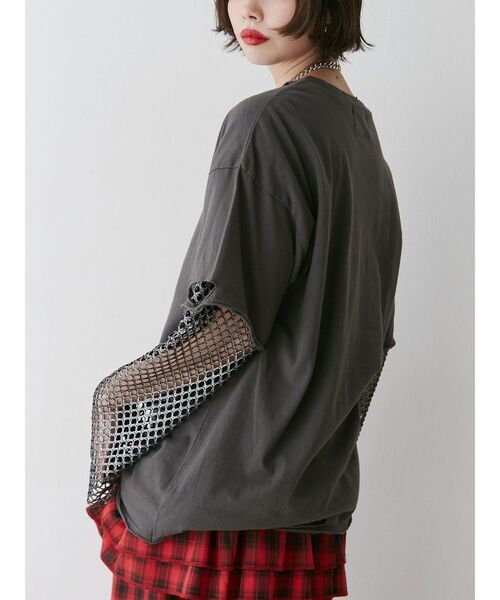 jouetie（ジュエティ）の「ダメージフォトBIG Tシャツ（Tシャツ/カットソー・レディース・ブラック/レッド/オフホワイト・MEDIUM）」の7枚目の写真