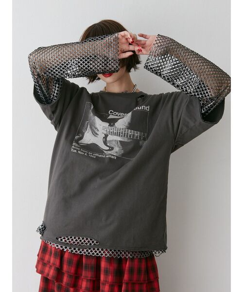 jouetie（ジュエティ）の「ダメージフォトBIG Tシャツ（Tシャツ/カットソー・レディース・ブラック/レッド/オフホワイト・MEDIUM）」の8枚目の写真