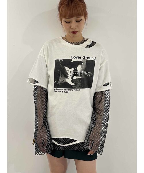 jouetie（ジュエティ）の「ダメージフォトBIG Tシャツ（Tシャツ/カットソー・レディース・ブラック/レッド/オフホワイト・MEDIUM）」の12枚目の写真