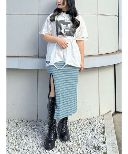 jouetie（ジュエティ）の「ダメージフォトBIG Tシャツ（Tシャツ/カットソー・レディース・ブラック/レッド/オフホワイト・MEDIUM）」の22枚目の写真