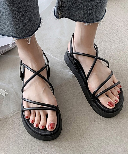 Miniministore(ミニミニストア)の「ストラップサンダル 厚底 レディース 夏(サンダル・レディース・ブラック/アイボリー・22.5cm/23.0cm/23.5cm/24.0cm/24.5cm)」の1枚目の写真