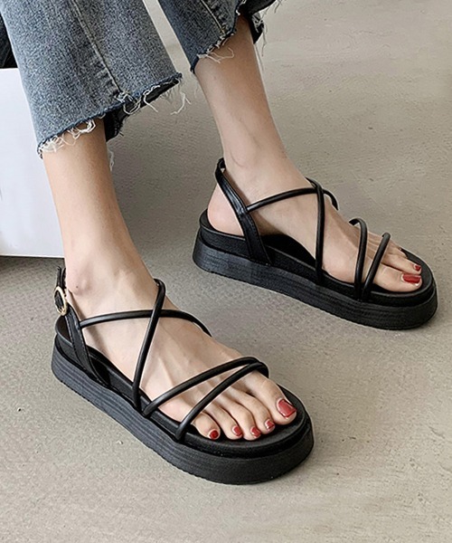 Miniministore(ミニミニストア)の「ストラップサンダル 厚底 レディース 夏(サンダル・レディース・ブラック/アイボリー・22.5cm/23.0cm/23.5cm/24.0cm/24.5cm)」の3枚目の写真