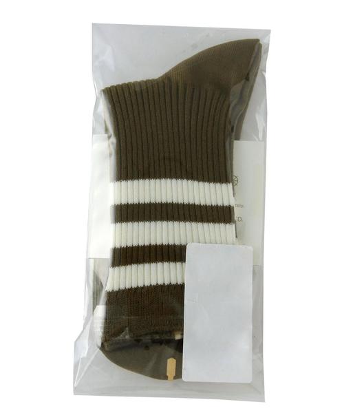 green label relaxing(グリーンレーベルリラクシング)の「CB ラインリブソックス◆(ソックス/靴下・レディース・ホワイト/ダークグリーン・フリー)」の4枚目の写真