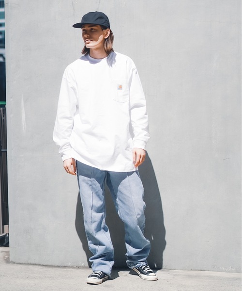 Carhartt(カーハート)の「【Carhartt/カーハート】K126 Workwear Long-Sleeve Pocket T-Shirt ヘビーウェイト ビッグシルエット ワンポイントブランドロゴ ロンT ポケット付き 定番 ノームコア(Tシャツ/カットソー・メンズ・ホワイト/ブラック・SMALL/MEDIUM/LARGE/X-LARGE)」の6枚目の写真