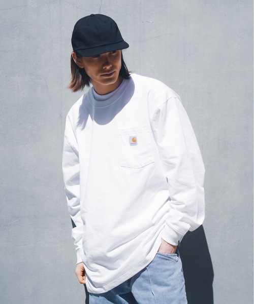 Carhartt(カーハート)の「【Carhartt/カーハート】K126 Workwear Long-Sleeve Pocket T-Shirt ヘビーウェイト ビッグシルエット ワンポイントブランドロゴ ロンT ポケット付き 定番 ノームコア(Tシャツ/カットソー・メンズ・ホワイト/ブラック・SMALL/MEDIUM/LARGE/X-LARGE)」の4枚目の写真
