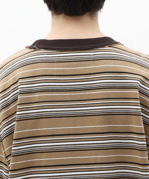 EDIFICE（エディフィス）の「【CAMIEL FORTGENS / カミエル・フォートヘンス】BIG TEE HEAVY JERSEY (ボーダー)（Tシャツ/カットソー・メンズ・ブラウン・MEDIUM/SMALL）」の7枚目の写真