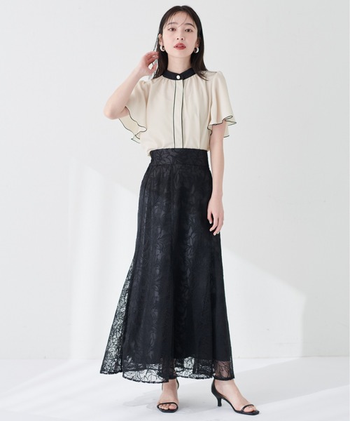 natural couture（ナチュラルクチュール）の「【WEB限定】デザイン釦配色フレア袖ブラウス（シャツ/ブラウス・レディース・グリーン/モカ/ネイビー/ドット/サックスブルー/オフホワイト/グレー・FREE）」の12枚目の写真