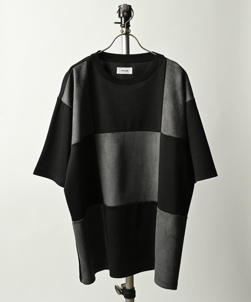 ATELANE(アテレーン)の「ATELANE/ストレッチポンチ×スエードポンチ ブロック切替 ルーズシルエットTEE(Tシャツ/カットソー・メンズ・ホワイト/ブラック・MEDIUM/LARGE)」の2枚目の写真