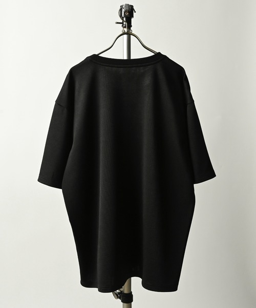 ATELANE(アテレーン)の「ATELANE/ストレッチポンチ×スエードポンチ ブロック切替 ルーズシルエットTEE(Tシャツ/カットソー・メンズ・ホワイト/ブラック・MEDIUM/LARGE)」の4枚目の写真