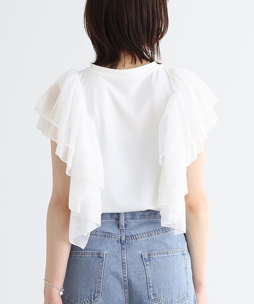 n'OrLABEL(ノアールレーベル)の「ショルダーフリルプルオーバー(Tシャツ/カットソー・レディース・オフホワイト/ブラック・2/1)」の22枚目の写真