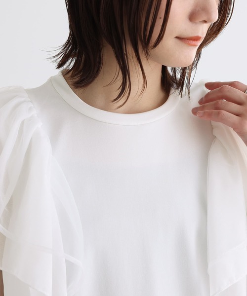 n'OrLABEL(ノアールレーベル)の「ショルダーフリルプルオーバー(Tシャツ/カットソー・レディース・オフホワイト/ブラック・2/1)」の14枚目の写真