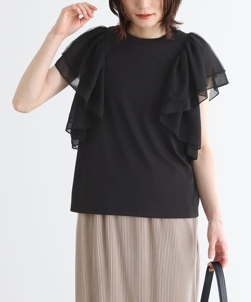 n'OrLABEL(ノアールレーベル)の「ショルダーフリルプルオーバー(Tシャツ/カットソー・レディース・オフホワイト/ブラック・2/1)」の17枚目の写真