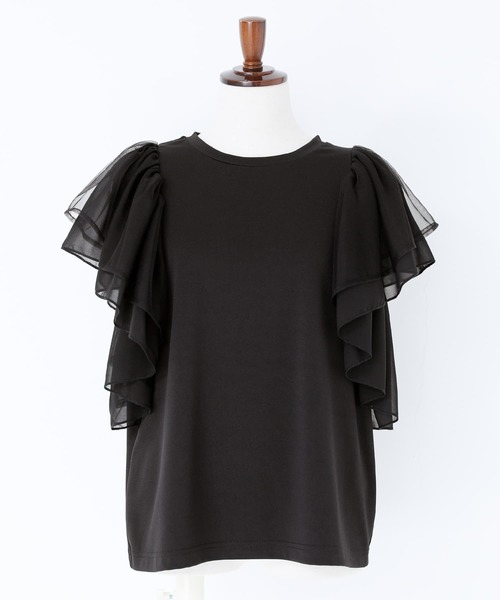 n'OrLABEL(ノアールレーベル)の「ショルダーフリルプルオーバー(Tシャツ/カットソー・レディース・オフホワイト/ブラック・2/1)」の11枚目の写真