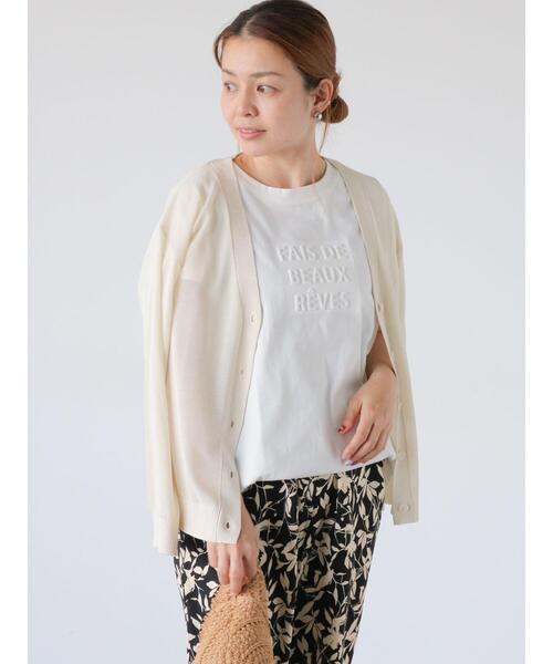 Lugnoncure(ルノンキュール)の「シアーVネックカーディガン(カーディガン/ボレロ・レディース・オフホワイト/ブルー/ブラック/イエロー・F)」の2枚目の写真