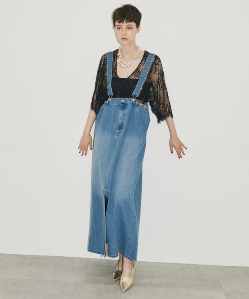 セール】2way デニムサロペットスカート（サロペット/オーバーオール