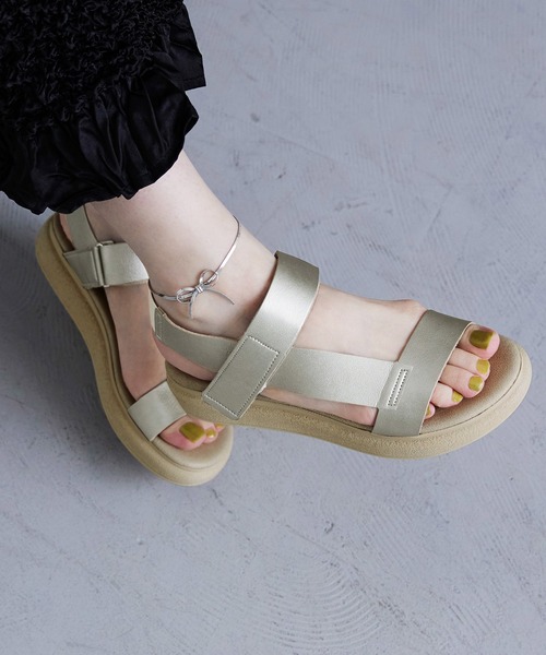Fashion Letter（ファッションレター）の「日本製 バックゴムベルト スポーツサンダル レディース 痛くないサンダル（サンダル・レディース・シルバー/ブラック/ベージュ系その他・S/M/L/LL）」の3枚目の写真