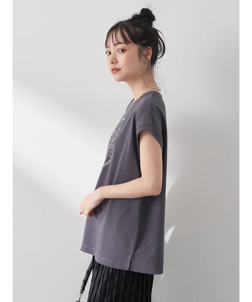 earth music&ecology（アースミュージックアンドエコロジー）の「TERRE　BATTUE　フレンチT（Tシャツ/カットソー・レディース・チャコールグレー/オフホワイト・FREE）」の7枚目の写真