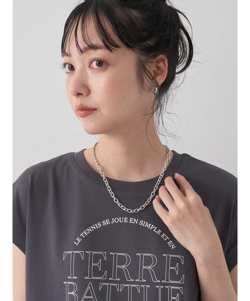 earth music&ecology（アースミュージックアンドエコロジー）の「TERRE　BATTUE　フレンチT（Tシャツ/カットソー・レディース・チャコールグレー/オフホワイト・FREE）」の13枚目の写真