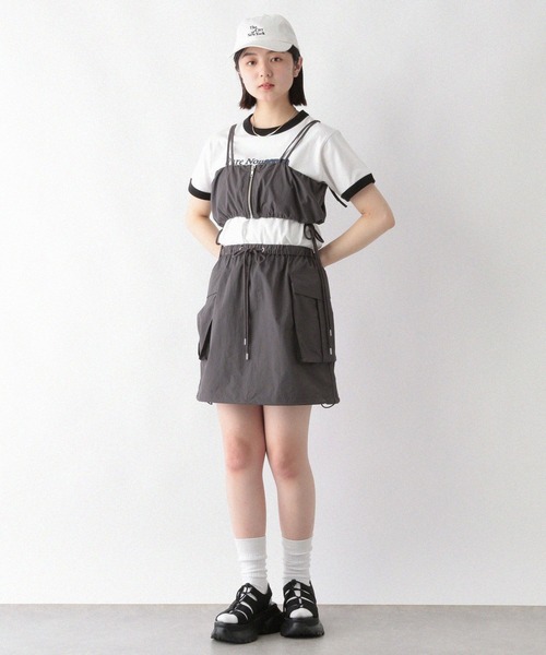 RAGEBLUE（レイジブルー）の「サイドリボン/ジップナイロンビスチェ（ベスト・レディース・グレー/オリーブ・FREE）」の6枚目の写真