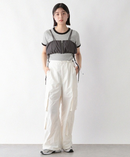 RAGEBLUE（レイジブルー）の「サイドリボン/ジップナイロンビスチェ（ベスト・レディース・グレー/オリーブ・FREE）」の5枚目の写真