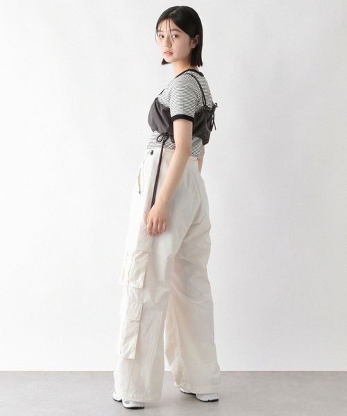 RAGEBLUE（レイジブルー）の「サイドリボン/ジップナイロンビスチェ（ベスト・レディース・グレー/オリーブ・FREE）」の4枚目の写真