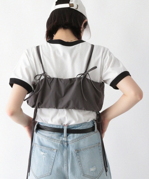 RAGEBLUE（レイジブルー）の「サイドリボン/ジップナイロンビスチェ（ベスト・レディース・グレー/オリーブ・FREE）」の19枚目の写真