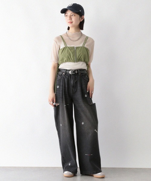 RAGEBLUE（レイジブルー）の「サイドリボン/ジップナイロンビスチェ（ベスト・レディース・グレー/オリーブ・FREE）」の18枚目の写真