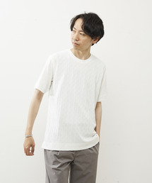 MEN'S MELROSE（メンズメルローズ）の「ジオメトリックジャガードクルーネックTシャツ（Tシャツ/カットソー・メンズ）」