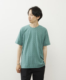 ジオメトリックジャガードクルーネックTシャツ