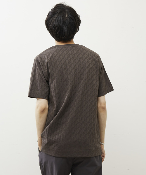 MEN'S MELROSE（メンズメルローズ）の「ジオメトリックジャガードクルーネックTシャツ（Tシャツ/カットソー・メンズ・ミント/チャコールグレー/ホワイト・3/2/4）」の6枚目の写真
