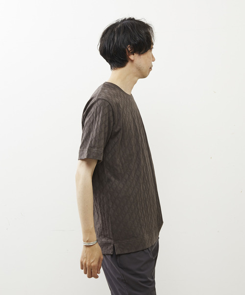 MEN'S MELROSE（メンズメルローズ）の「ジオメトリックジャガードクルーネックTシャツ（Tシャツ/カットソー・メンズ・ミント/チャコールグレー/ホワイト・3/2/4）」の7枚目の写真