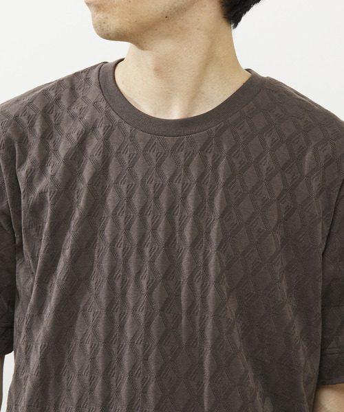 MEN'S MELROSE（メンズメルローズ）の「ジオメトリックジャガードクルーネックTシャツ（Tシャツ/カットソー・メンズ・ミント/チャコールグレー/ホワイト・3/2/4）」の8枚目の写真