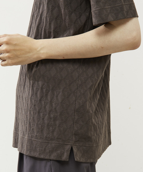 MEN'S MELROSE（メンズメルローズ）の「ジオメトリックジャガードクルーネックTシャツ（Tシャツ/カットソー・メンズ・ミント/チャコールグレー/ホワイト・3/2/4）」の9枚目の写真