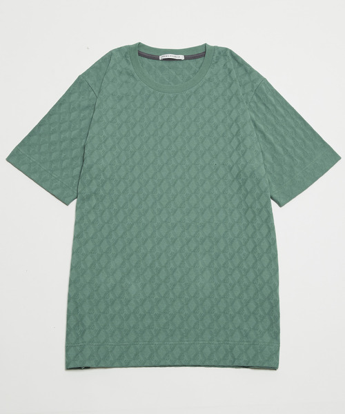MEN'S MELROSE（メンズメルローズ）の「ジオメトリックジャガードクルーネックTシャツ（Tシャツ/カットソー・メンズ・ミント/チャコールグレー/ホワイト・3/2/4）」の12枚目の写真