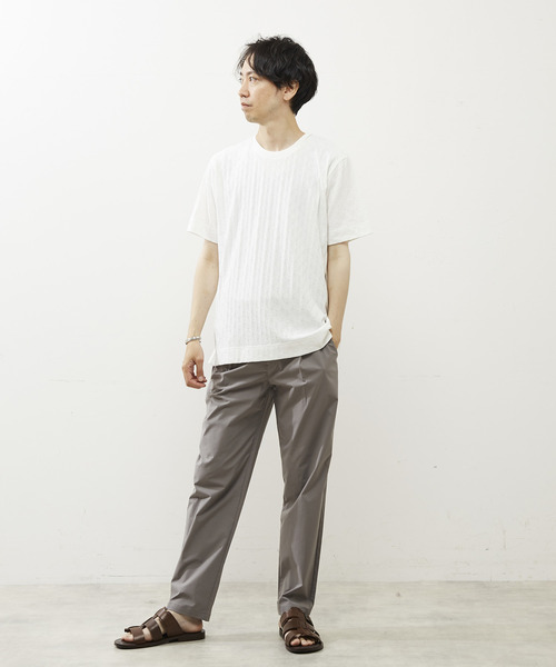 MEN'S MELROSE（メンズメルローズ）の「ジオメトリックジャガードクルーネックTシャツ（Tシャツ/カットソー・メンズ・ミント/チャコールグレー/ホワイト・3/2/4）」の18枚目の写真