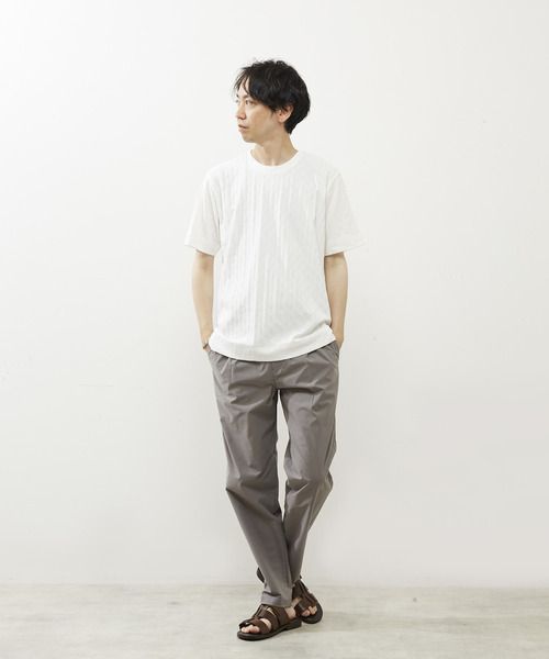 MEN'S MELROSE（メンズメルローズ）の「ジオメトリックジャガードクルーネックTシャツ（Tシャツ/カットソー・メンズ・ミント/チャコールグレー/ホワイト・3/2/4）」の19枚目の写真