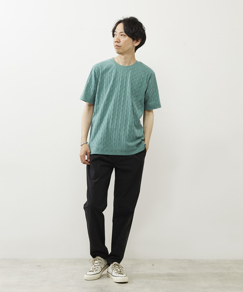 MEN'S MELROSE（メンズメルローズ）の「ジオメトリックジャガードクルーネックTシャツ（Tシャツ/カットソー・メンズ・ミント/チャコールグレー/ホワイト・3/2/4）」の22枚目の写真