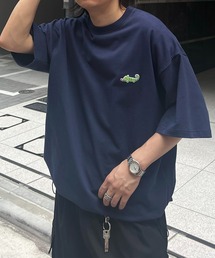 ビッグシルエット ワンポイント刺繍 ドロストTシャツ カットソー ユニセックス