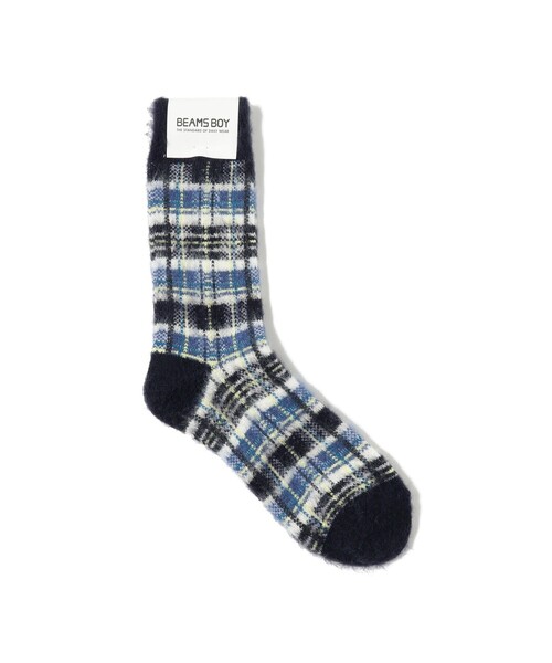 BEAMS BOY（ビームスボーイ）の「シャギー タータン チェック ソックス 24FW（ソックス/靴下・レディース・オリーブ/ネイビー/ベージュ・ONE SIZE）」の3枚目の写真