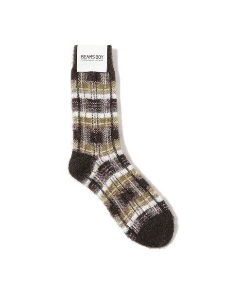 BEAMS BOY（ビームスボーイ）の「シャギー タータン チェック ソックス 24FW（ソックス/靴下・レディース・オリーブ/ネイビー/ベージュ・ONE SIZE）」の2枚目の写真
